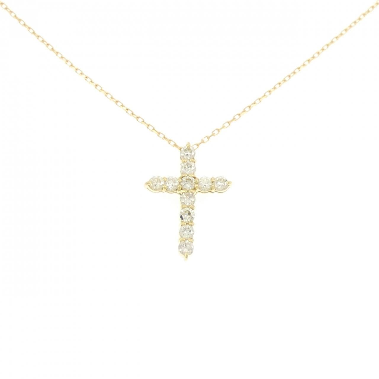 K18YG クロス ダイヤモンド ネックレス 0.51CT