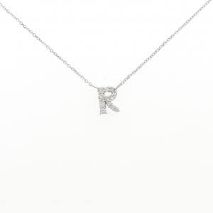 K18WG イニシャルR ダイヤモンド ネックレス 0.16CT