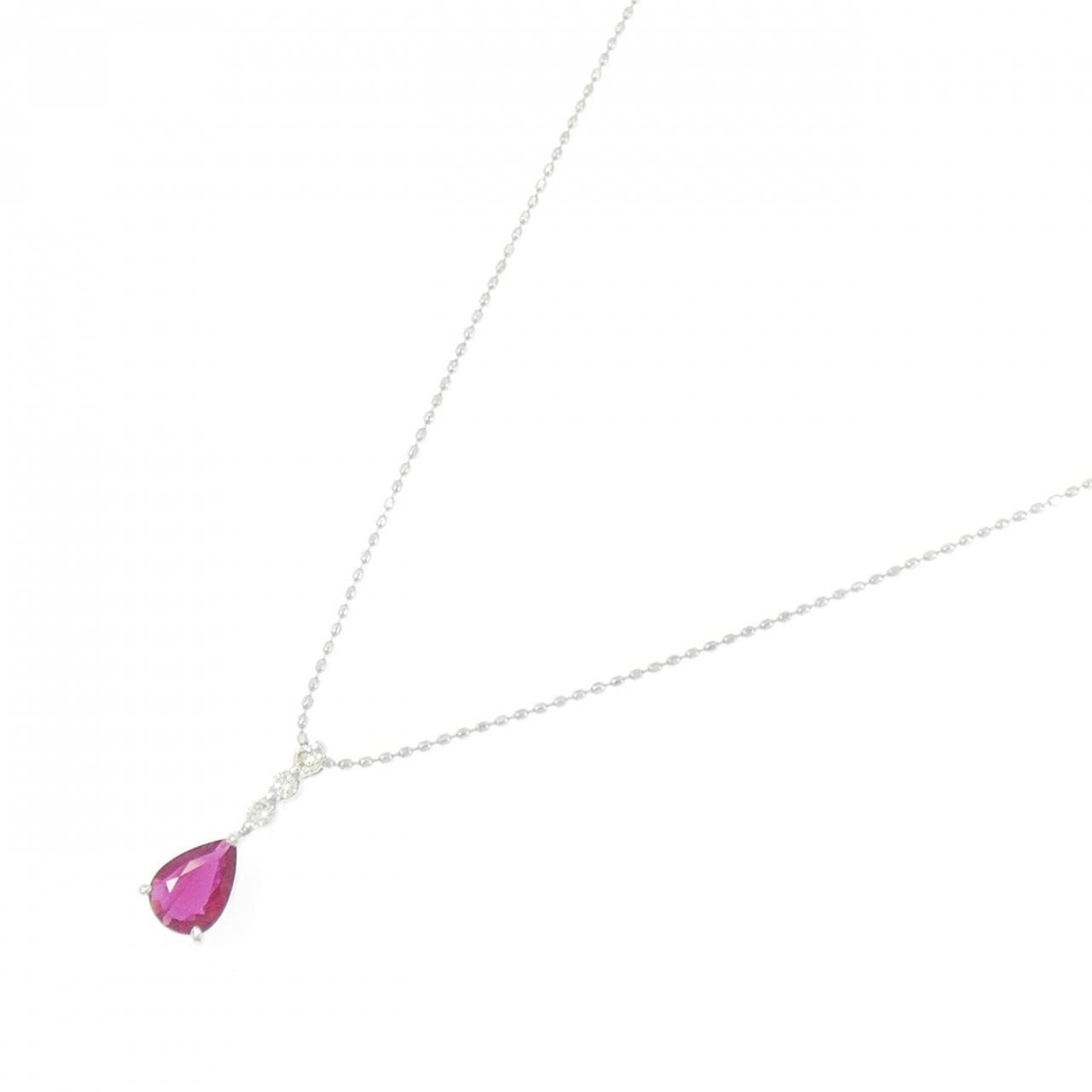 K18WG ルビー ネックレス 0.46CT