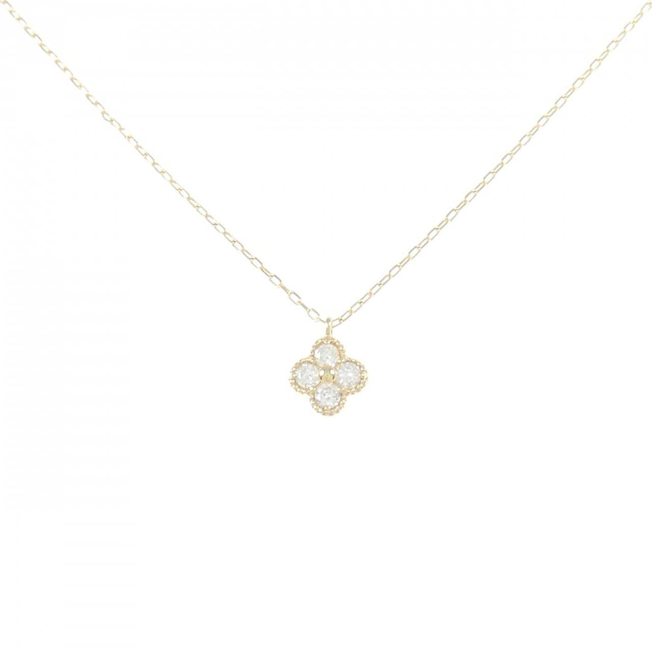 K18YG フラワー ダイヤモンド ネックレス 0.10CT