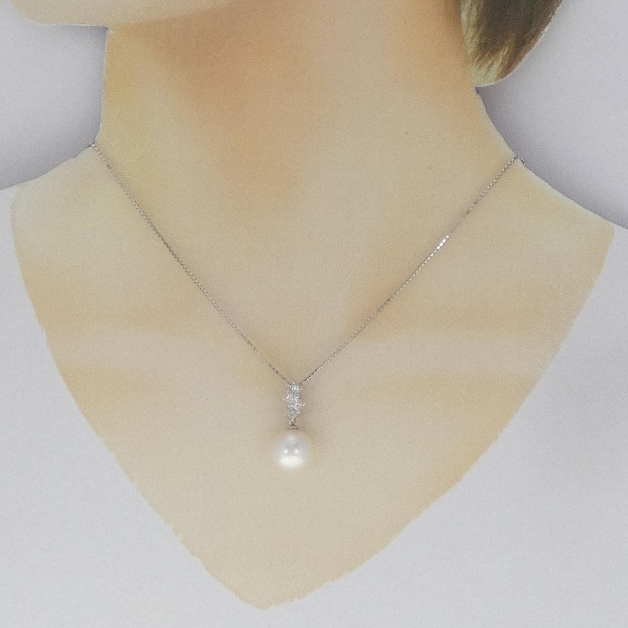 K18WG 白蝶パール ネックレス 11.5mm