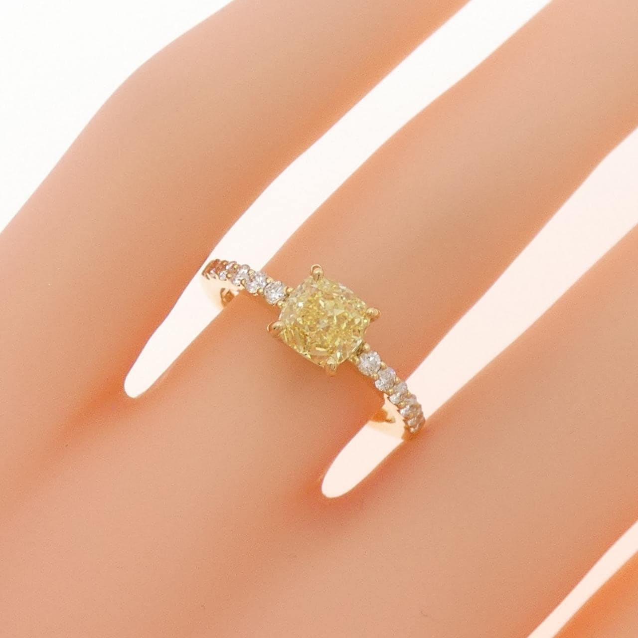 【リメイク】K18YG ダイヤモンド リング 1.05CT FIY SI2 ファンシーカット