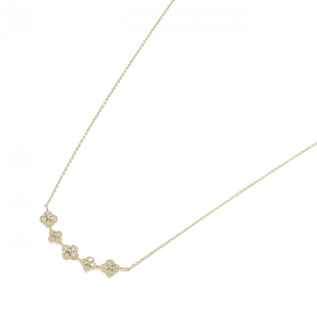 K18YG フラワー ダイヤモンド ネックレス 0.12CT