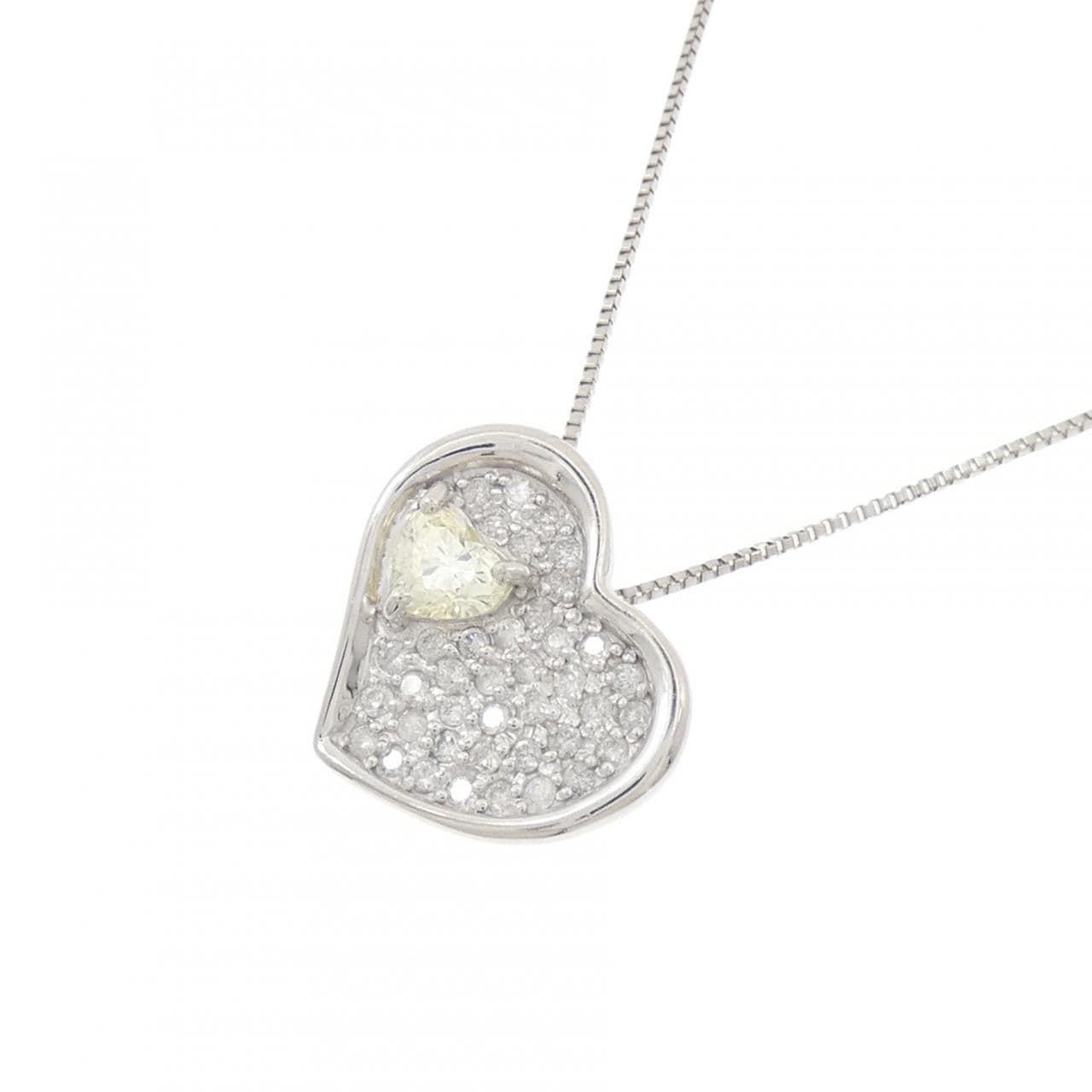 PT900/PT850 ハート ダイヤモンド ネックレス 0.200CT
