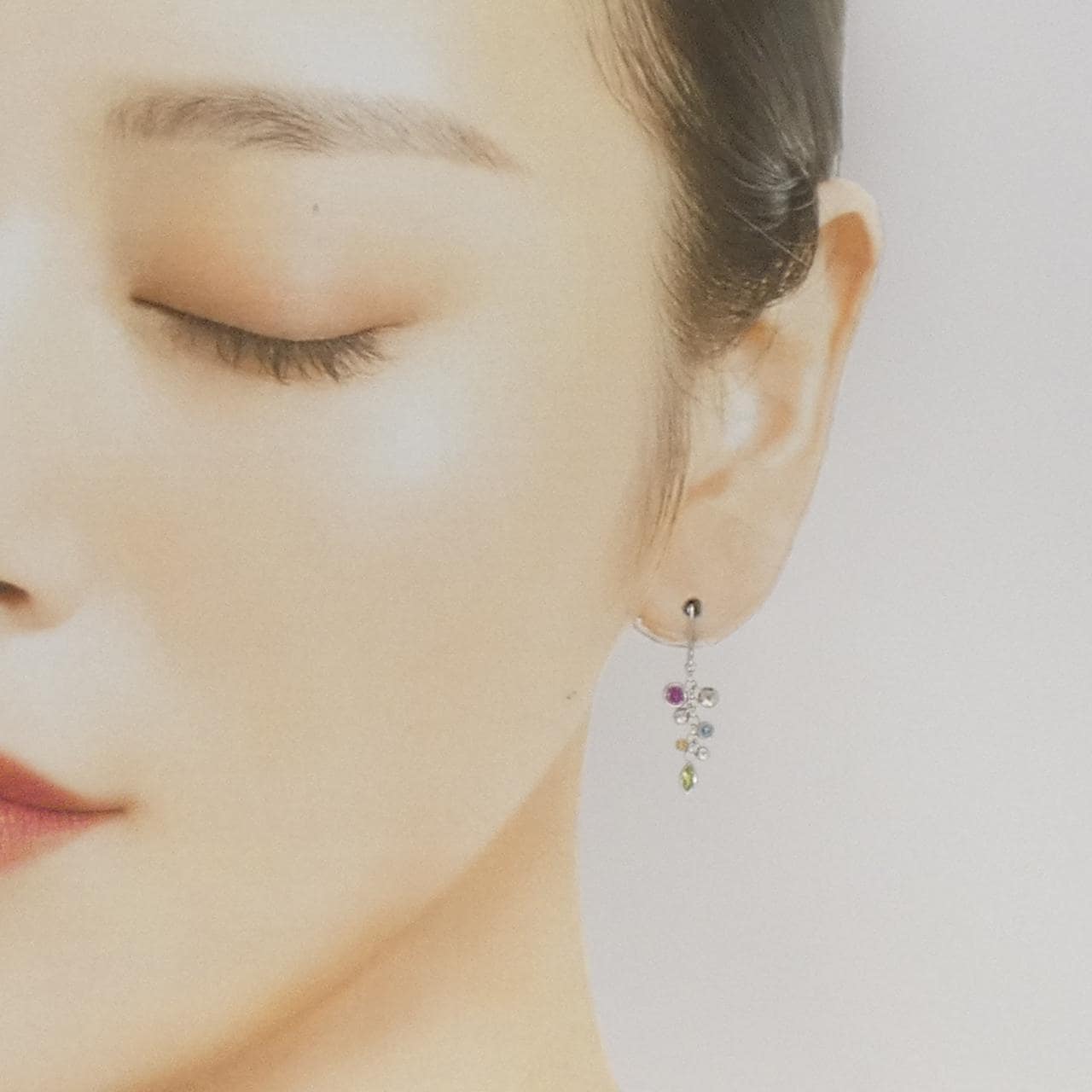 K14WG カラーストーン ピアス