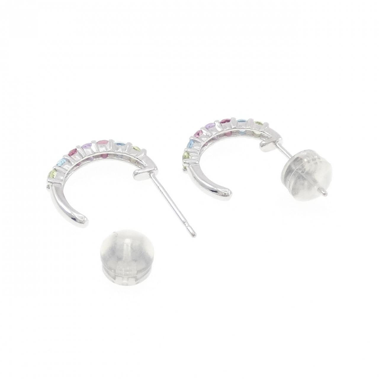 K18WG カラーストーン ピアス