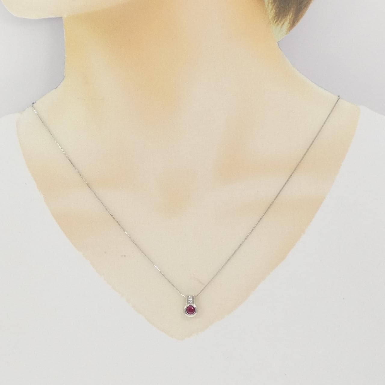 PT900/PT850 ルビー ネックレス 0.375CT