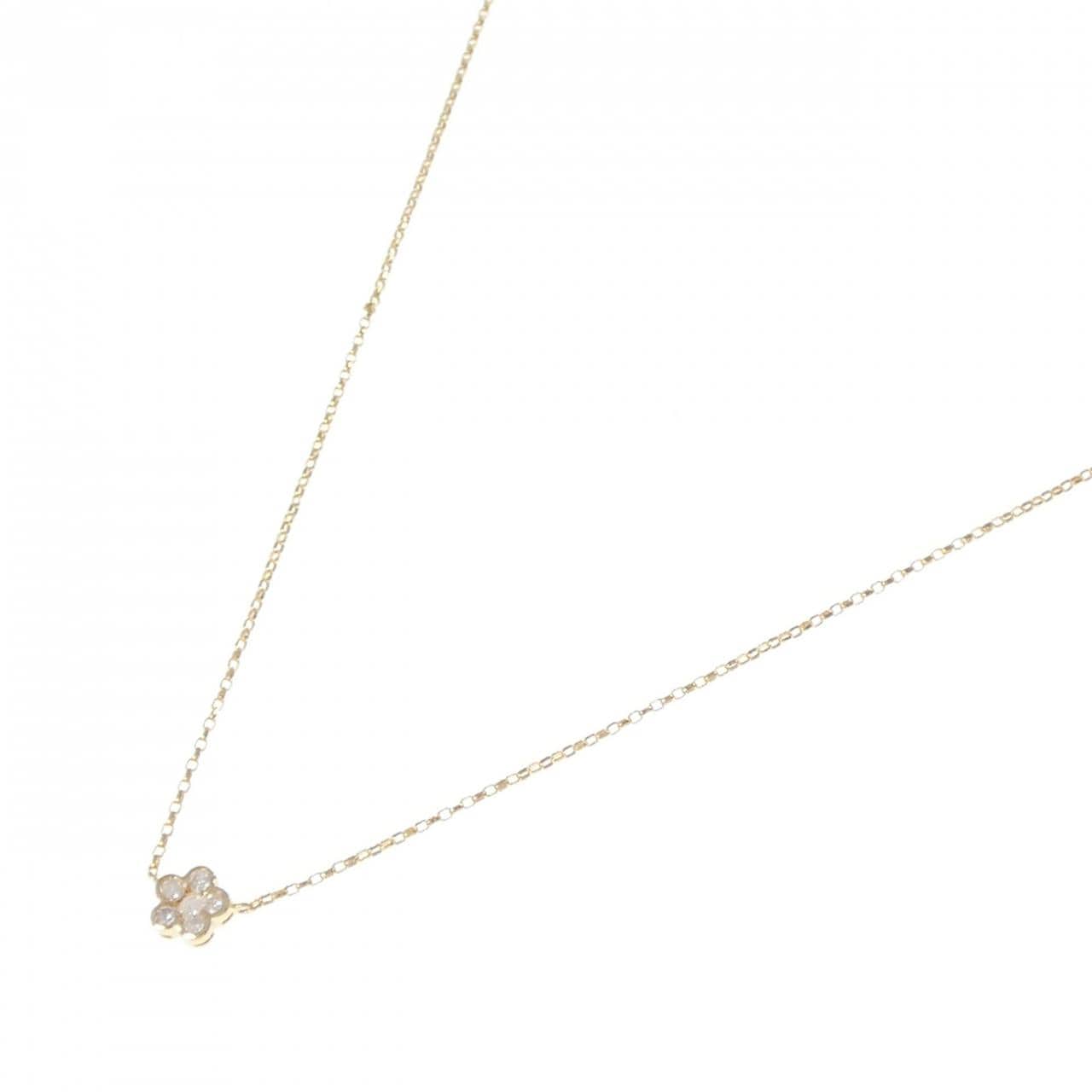 K18YG フラワー ダイヤモンド ネックレス 0.10CT