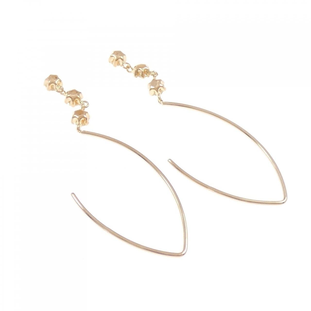 K18PG スリーストーン ダイヤモンド ピアス 0.50CT