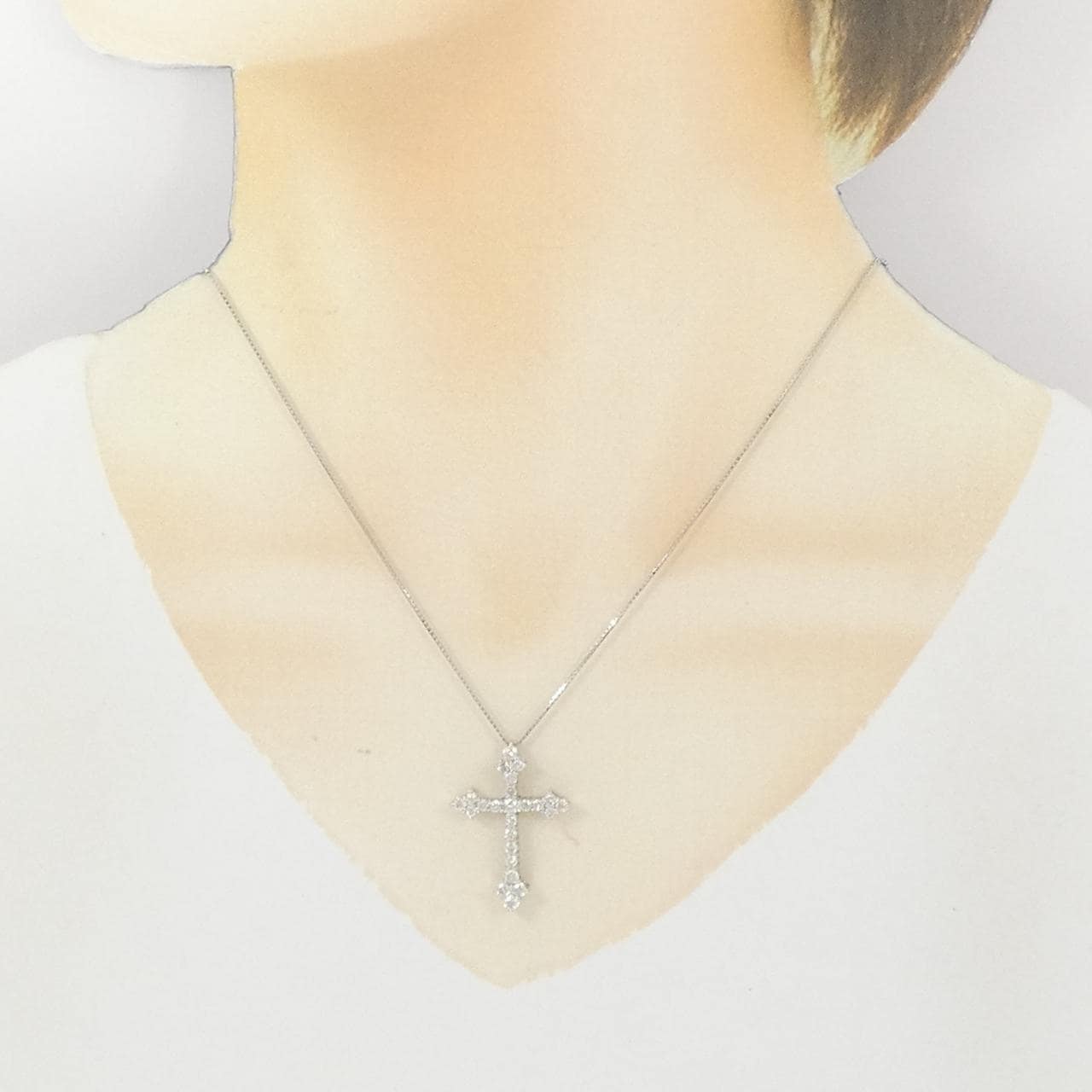 PT900/PT850 クロス ダイヤモンド ネックレス 1.00CT