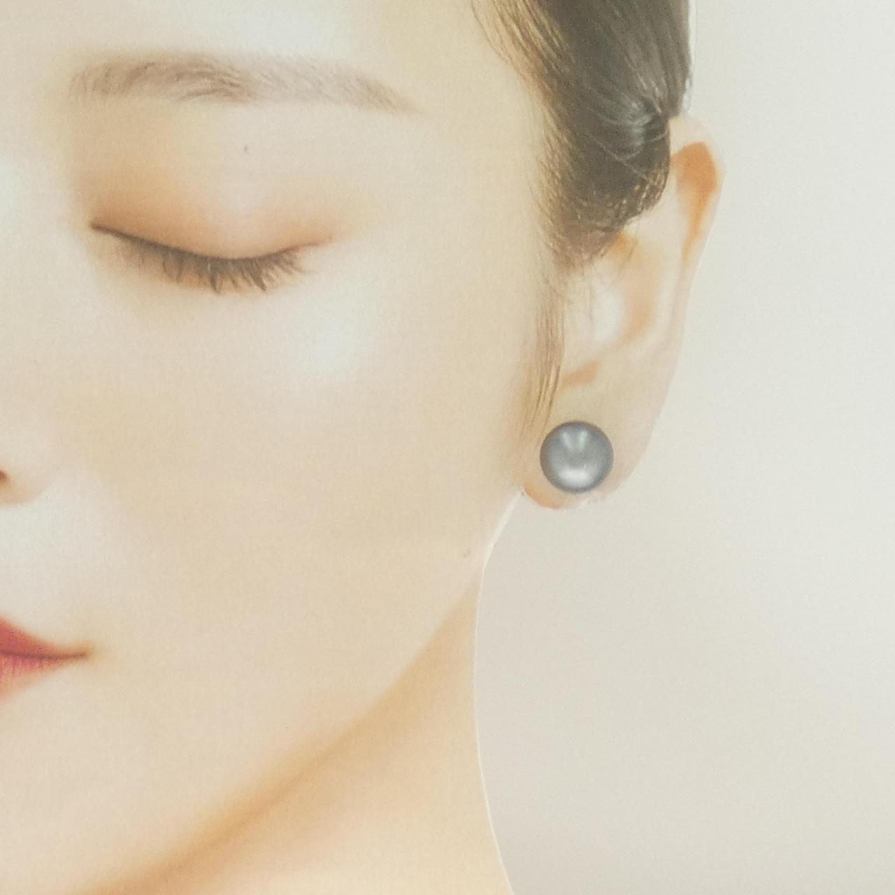 K14WG黒蝶珍珠耳环 11.6mm