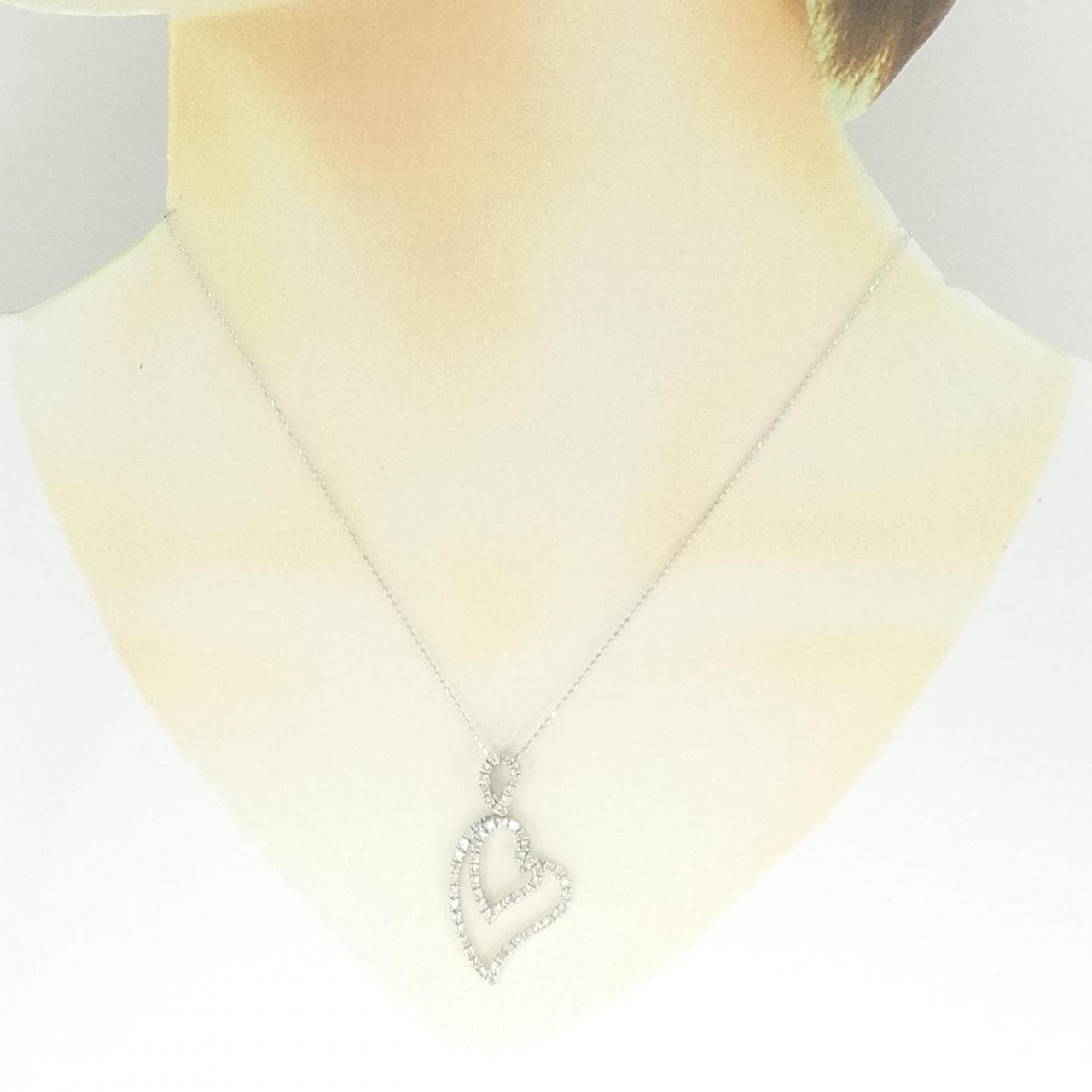 K18WG ハート ダイヤモンド ネックレス 1.00CT