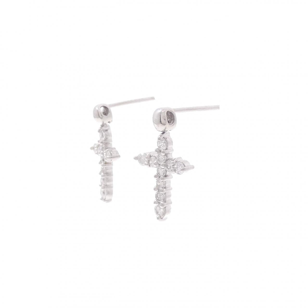 PT クロス ダイヤモンド ピアス 0.50CT