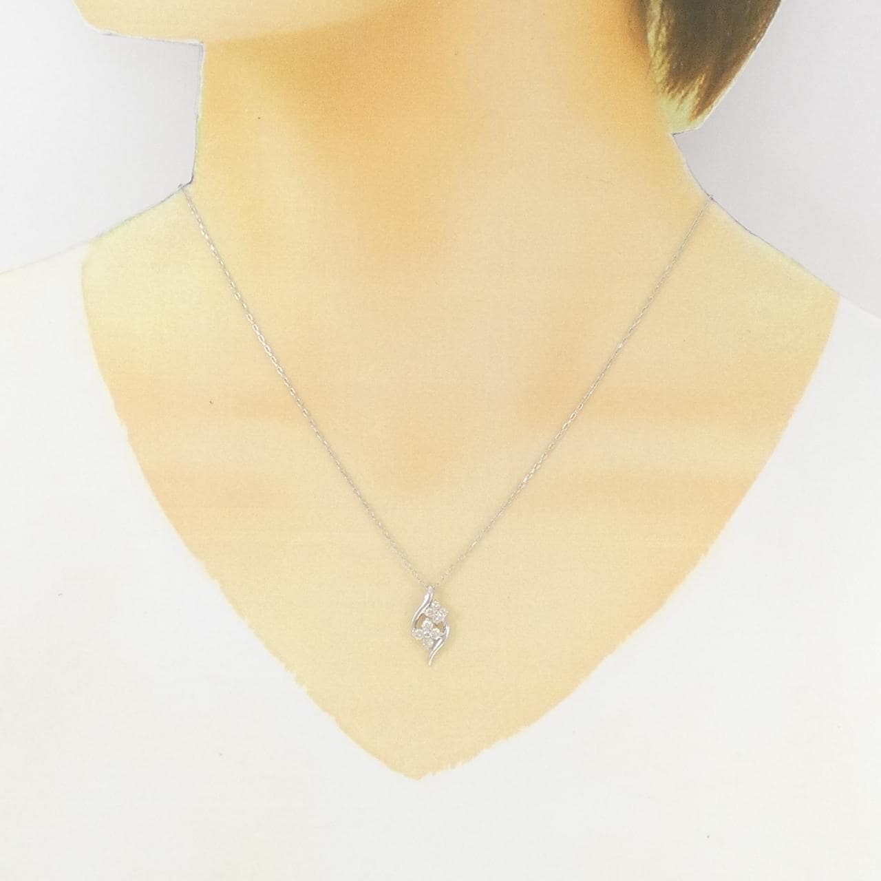 PT950/PT850 フラワー ダイヤモンド ネックレス 0.30CT