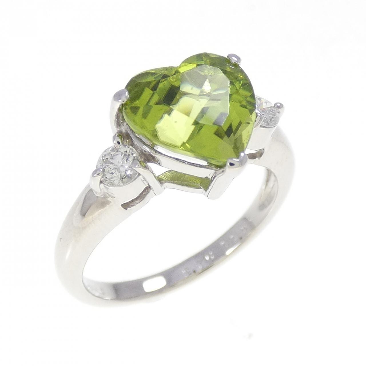 PT900 ハート ペリドット リング 2.75CT