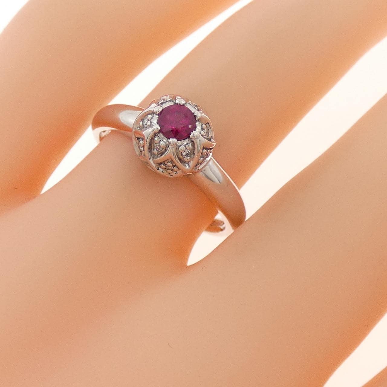 K18WG ルビー リング 0.25CT