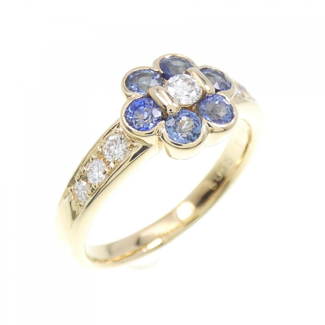 K18YG Flower Sapphire Ring 0.65CT