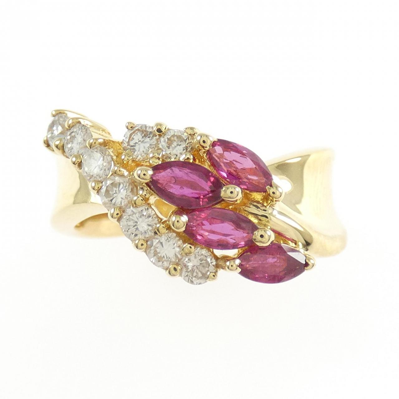 K18YG ルビー リング 0.72CT