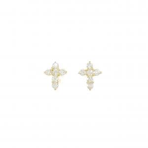 K18YG クロス ダイヤモンド ピアス 0.20CT
