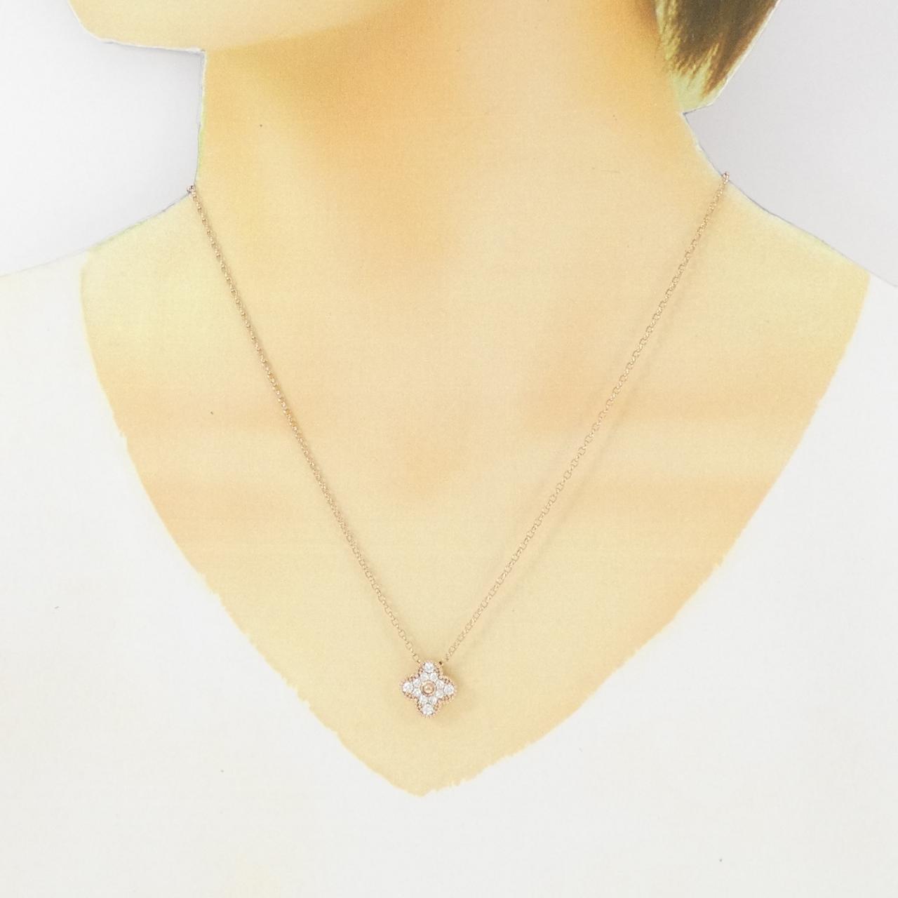 K18PG フラワー ダイヤモンド ネックレス 0.30CT
