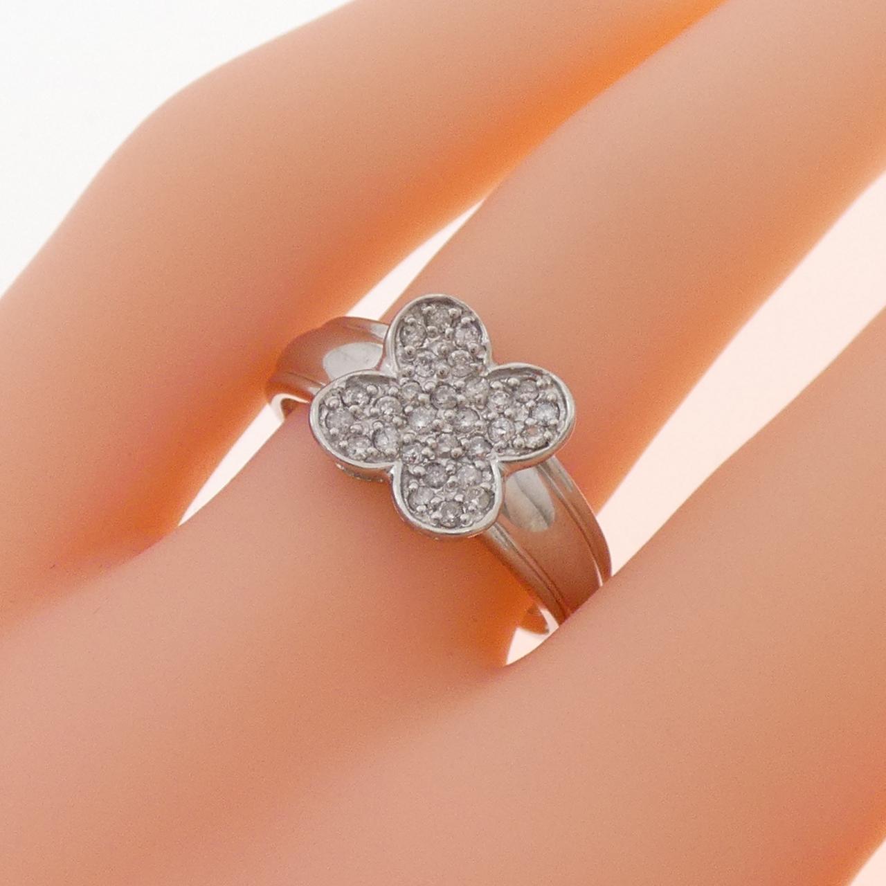 K18WG フラワー ダイヤモンド リング 0.20CT