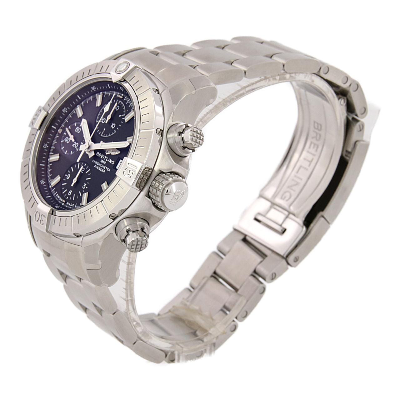ブライトリング アベンジャー2 クロノグラフ 自動巻き 腕時計 ステンレススチール SS ホワイト 2015年5月購入 A13381 メンズ 40802069718【アラモード】