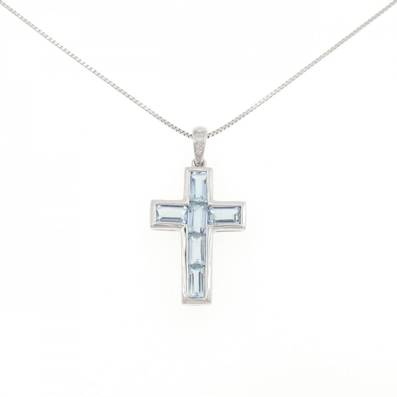 PT900/PT850 クロス アクアマリン ネックレス 1.43CT