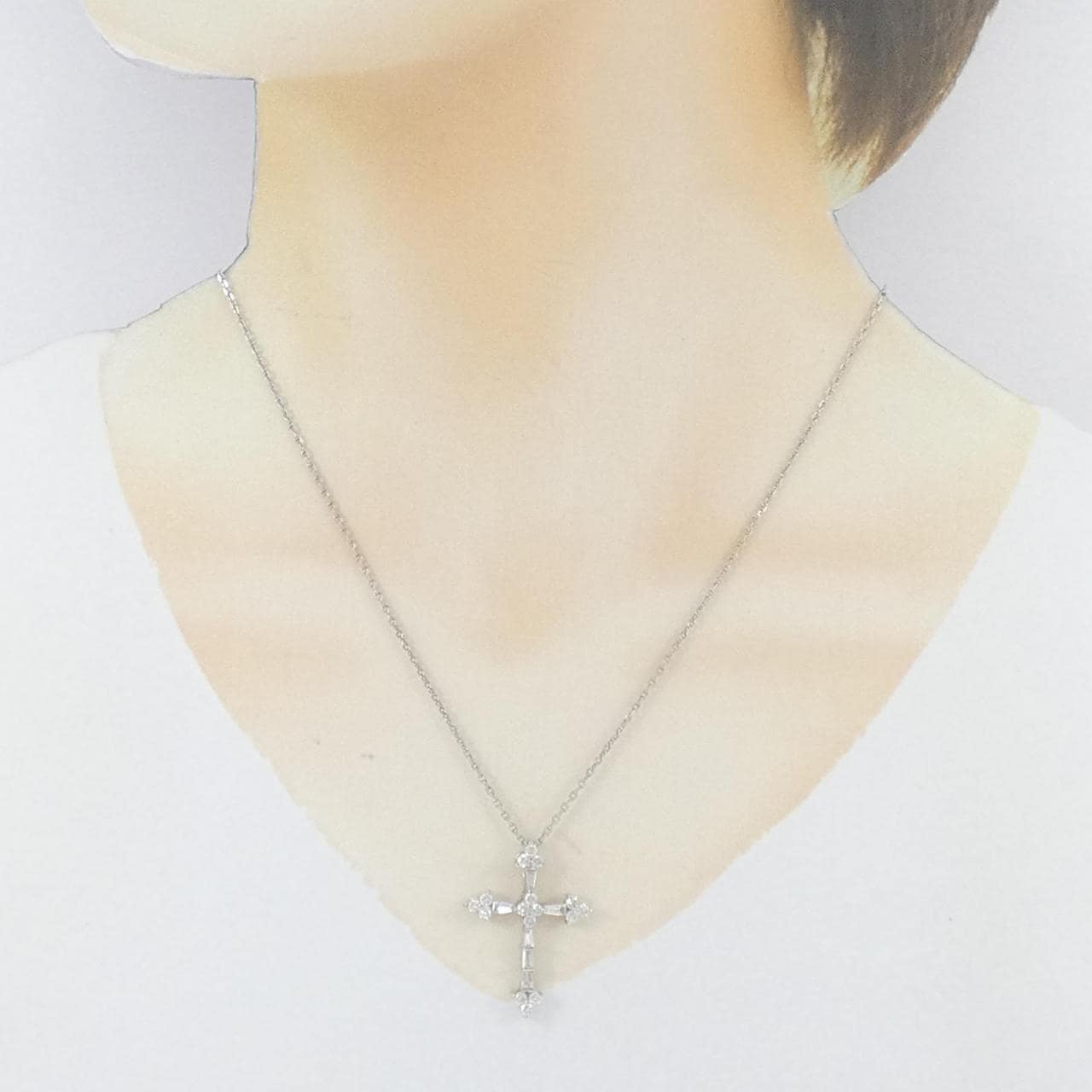 PT900/PT850 クロス ダイヤモンド ネックレス 1.00CT