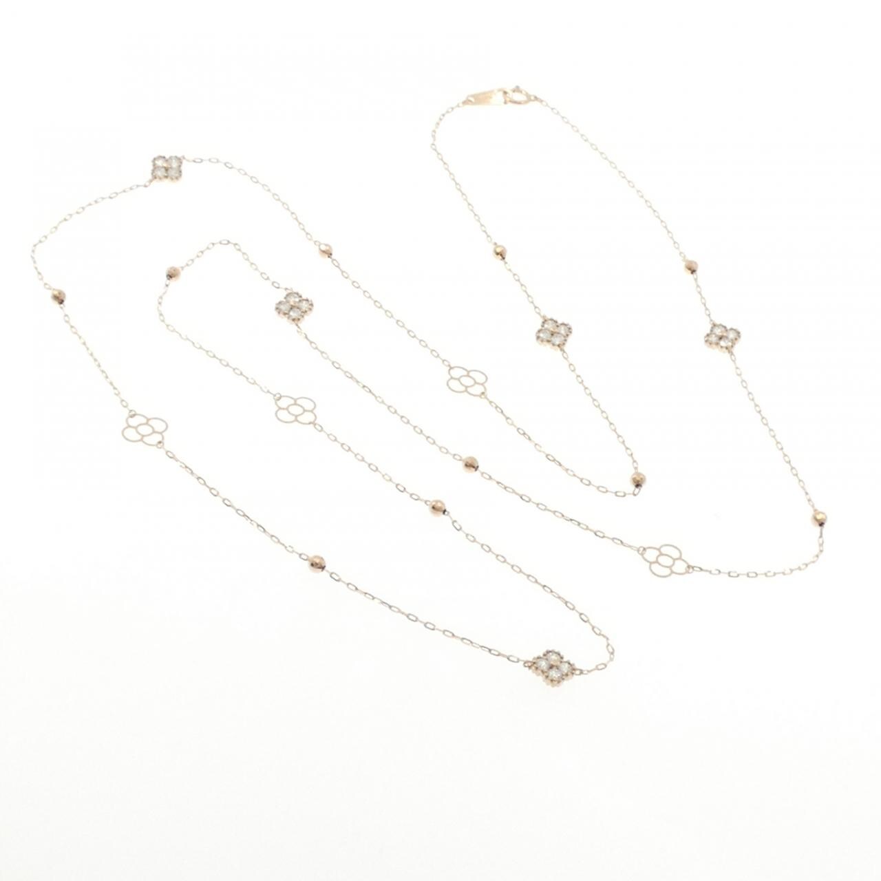 K18PG フラワー ダイヤモンド ネックレス 1.00CT