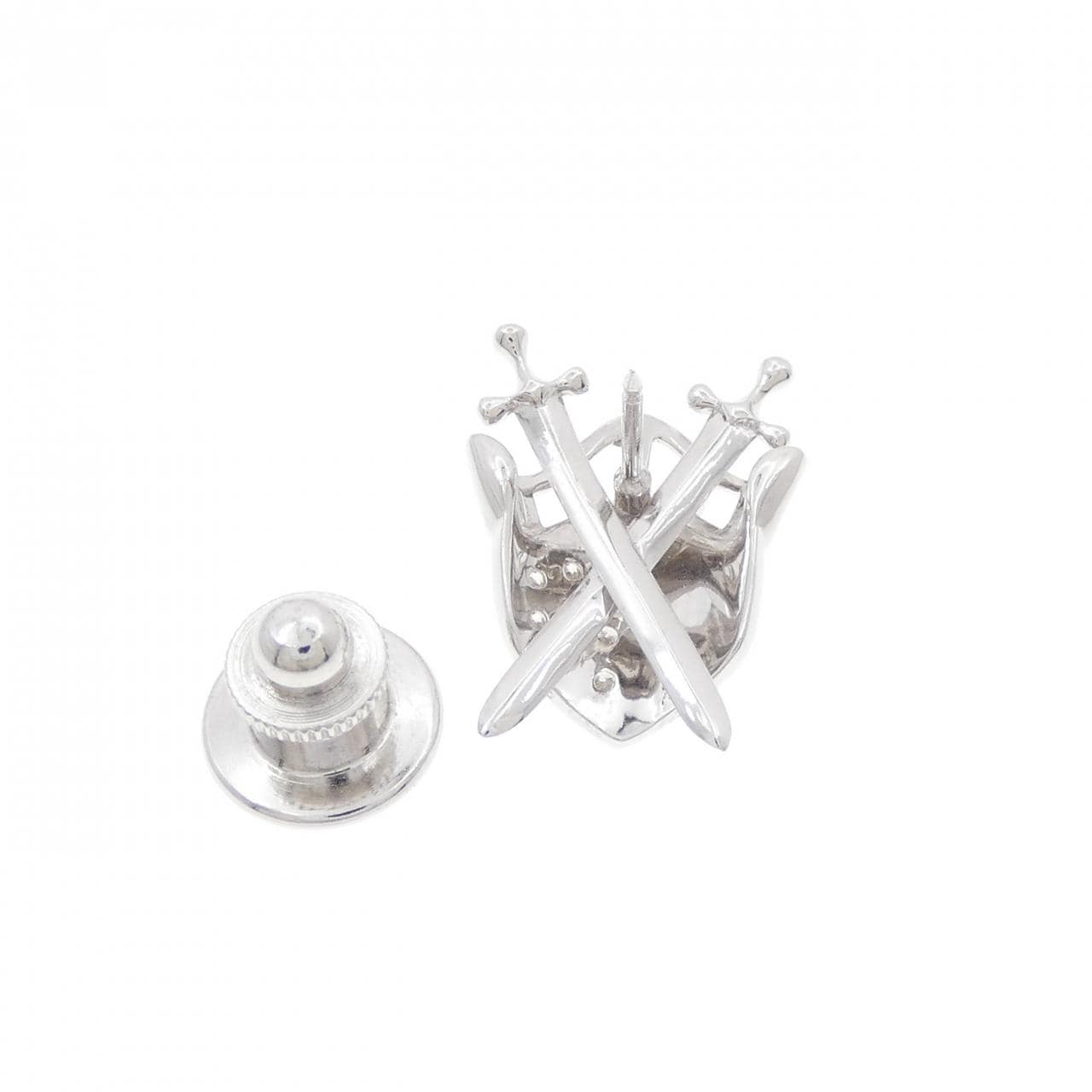 K18WG パヴェ ダイヤモンド ブローチ 0.15CT