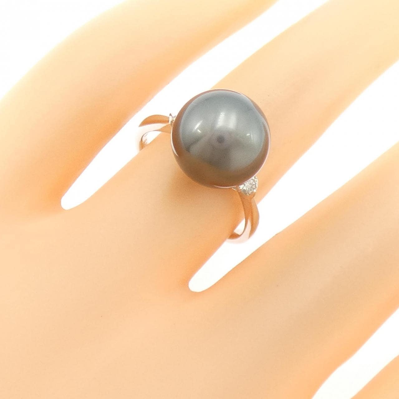K18WG 黒蝶パール リング 10.8mm