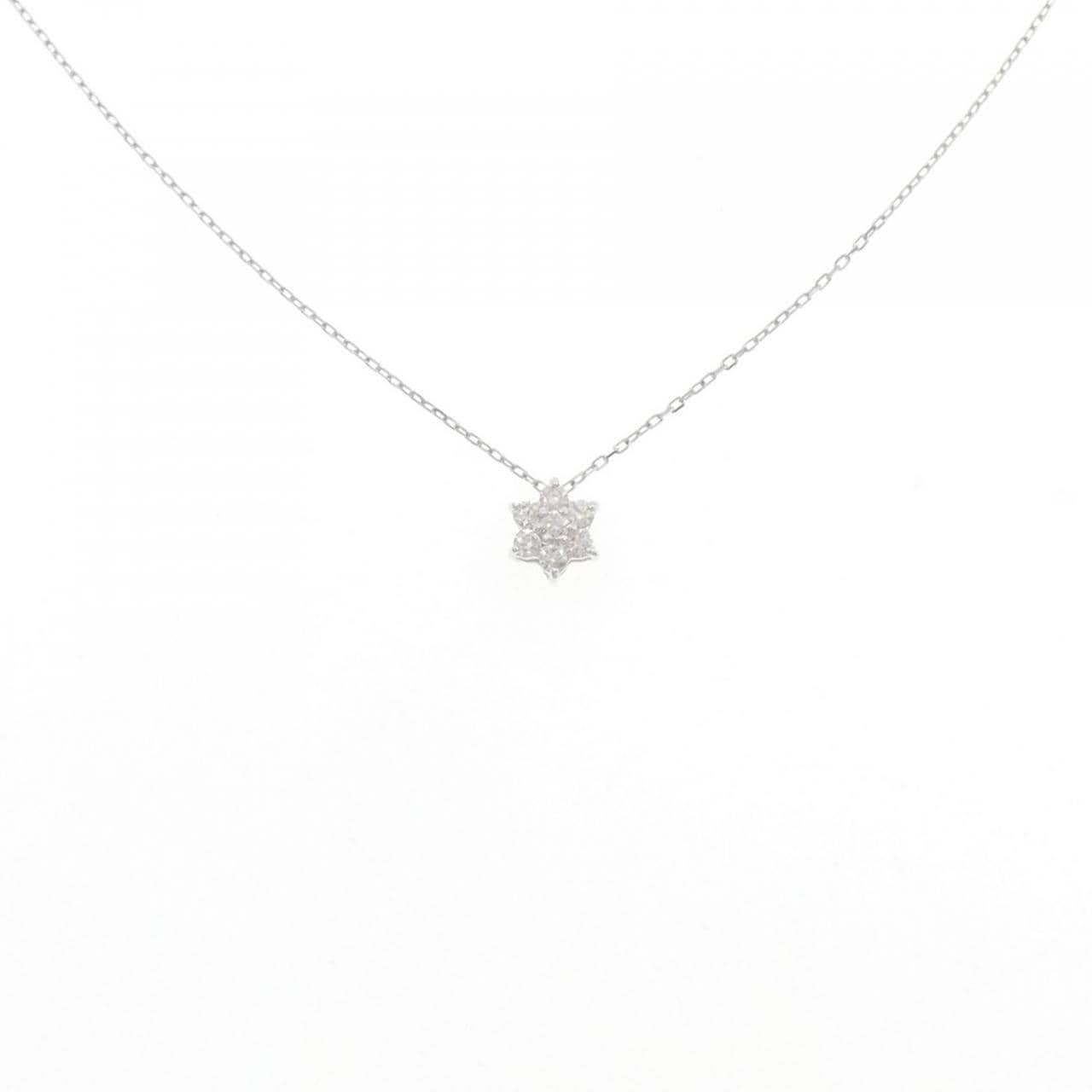 【新品】K18WG フラワー ダイヤモンド ネックレス 0.10CT
