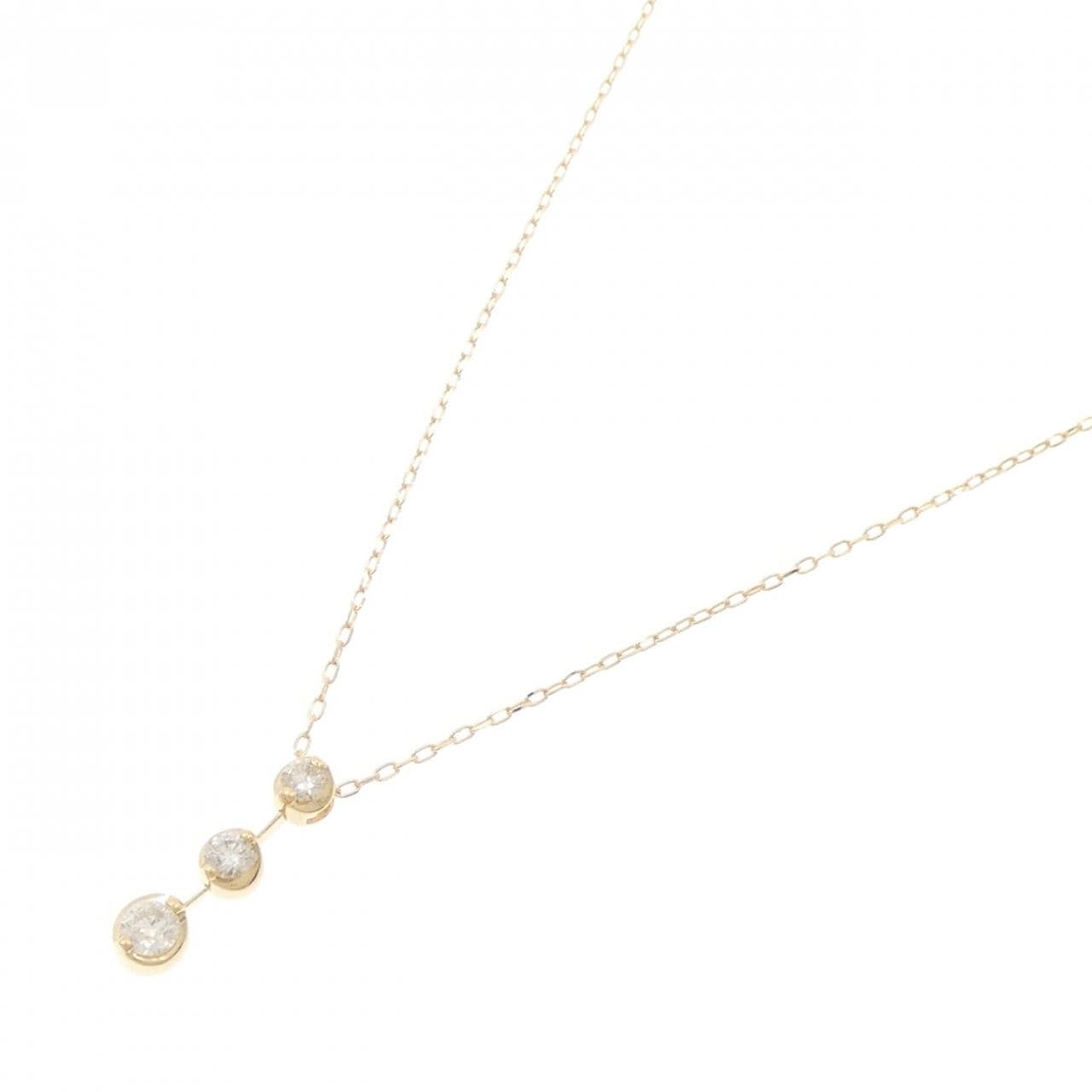 K18YG スリーストーン ダイヤモンド ネックレス 0.30CT