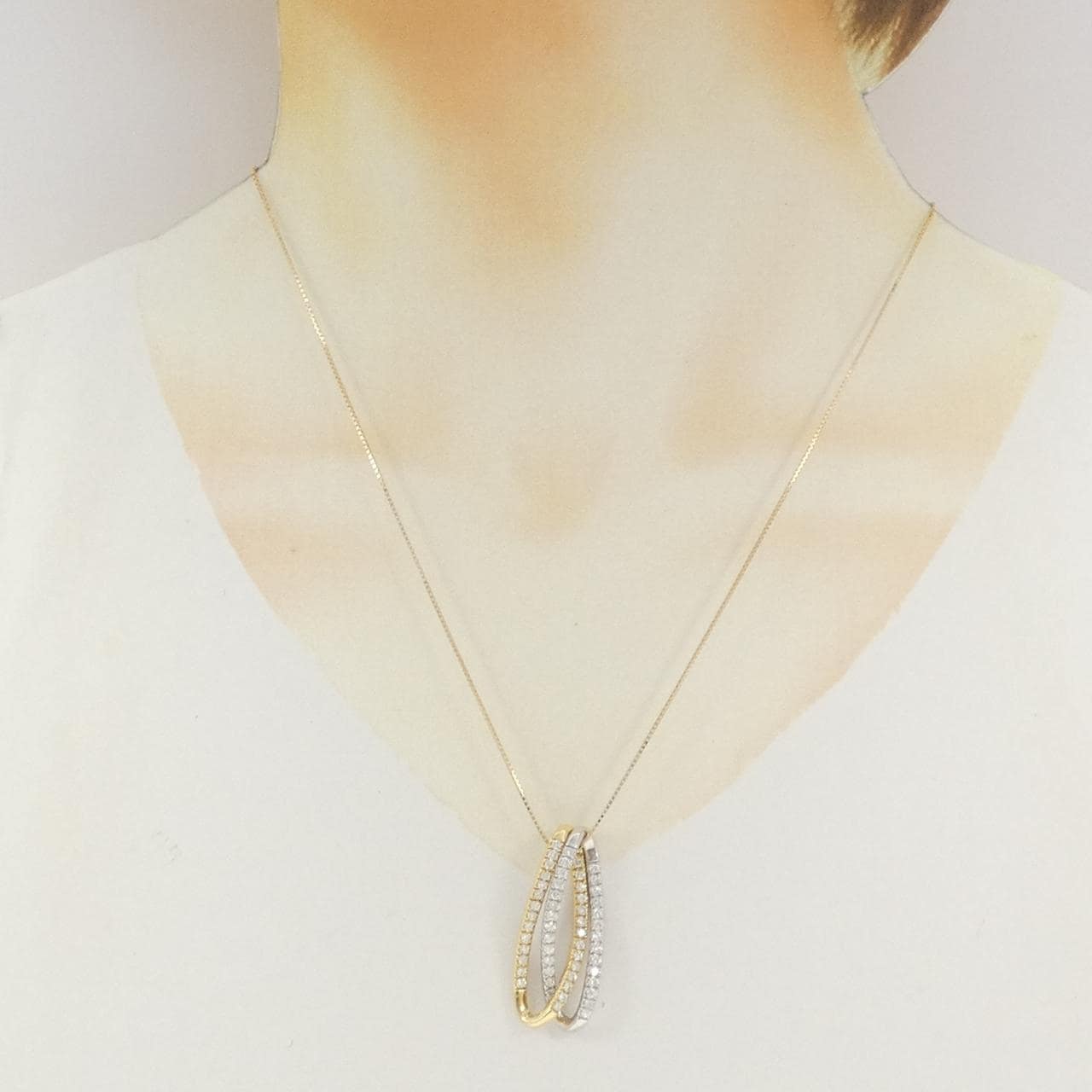 K18YG/K18WG ダイヤモンド ネックレス 1.05CT
