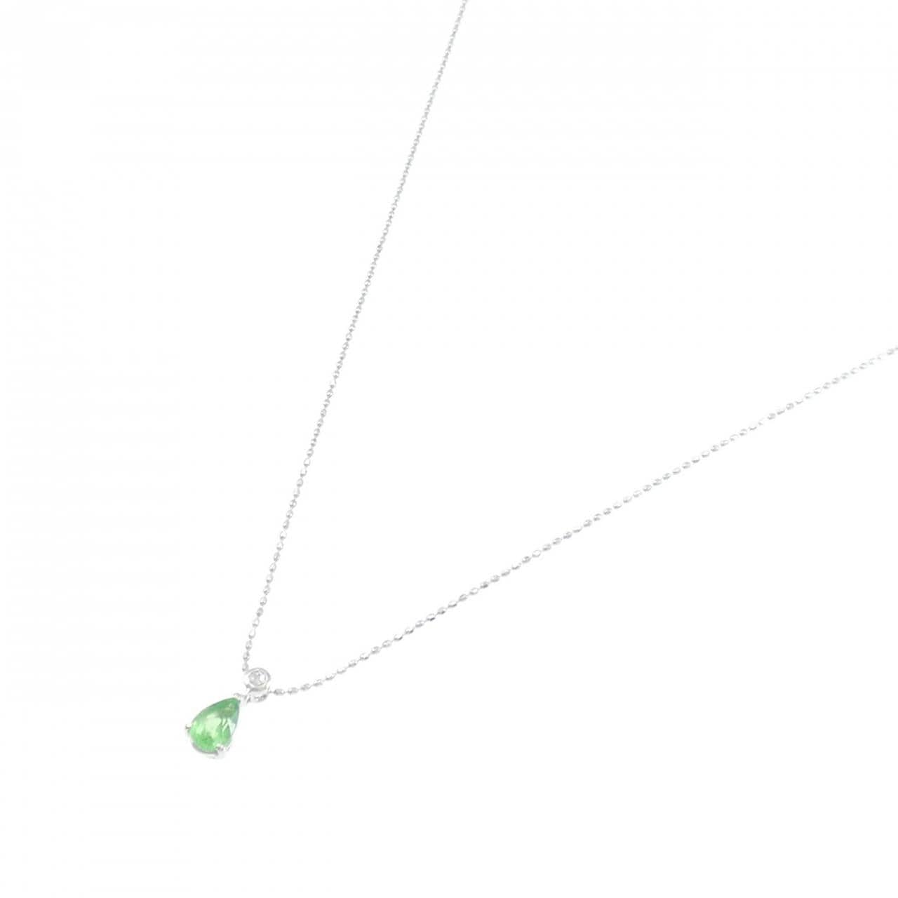 K18WG グリーンガーネット ネックレス