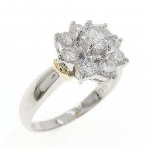PT900/K18YG フラワー ダイヤモンド リング 1.00CT