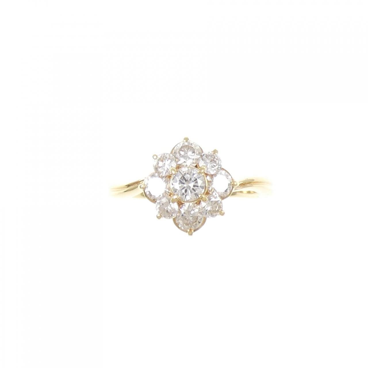 K18YG フラワー ダイヤモンド リング 1.01CT
