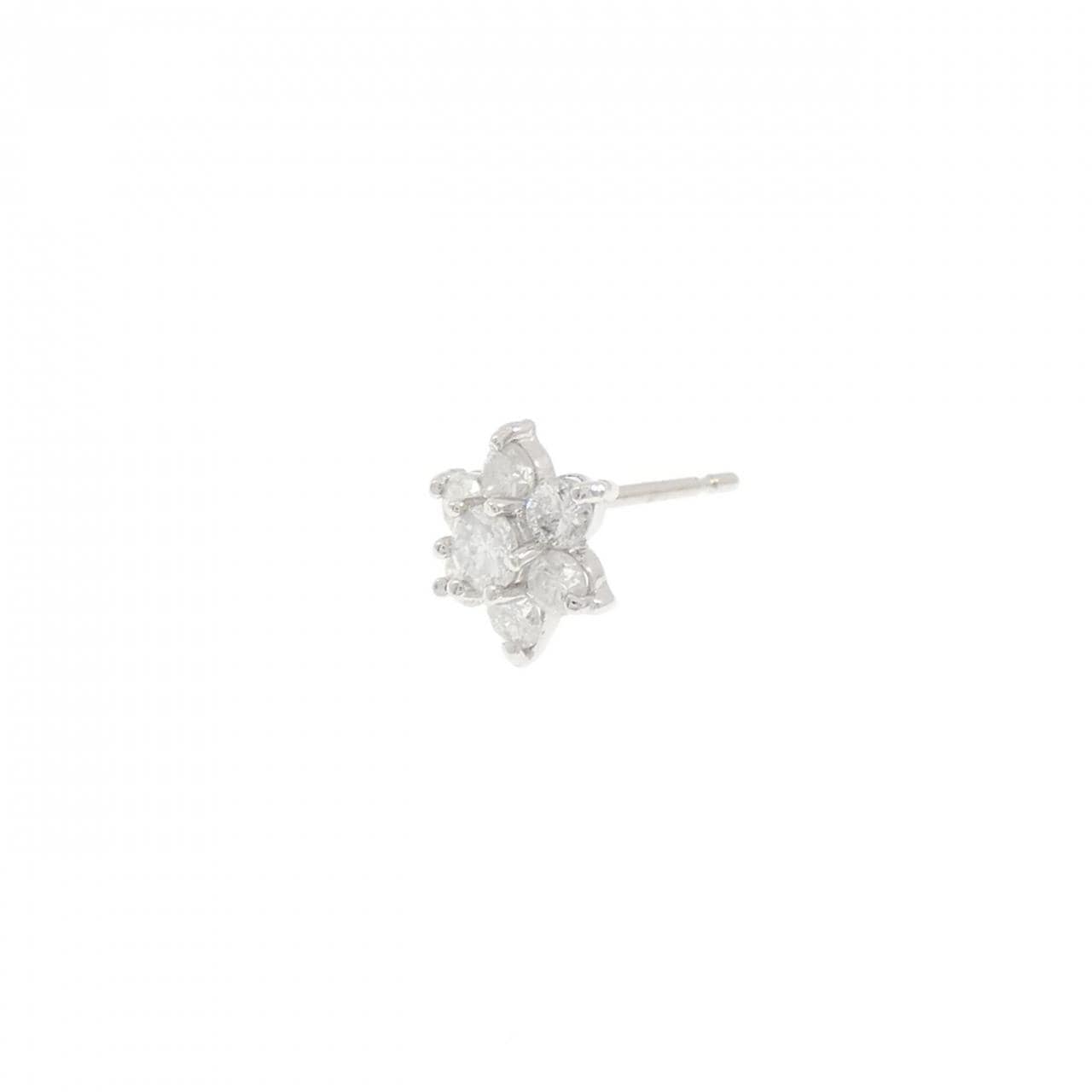 PT900 フラワー ダイヤモンド ピアス 0.25CT 片耳
