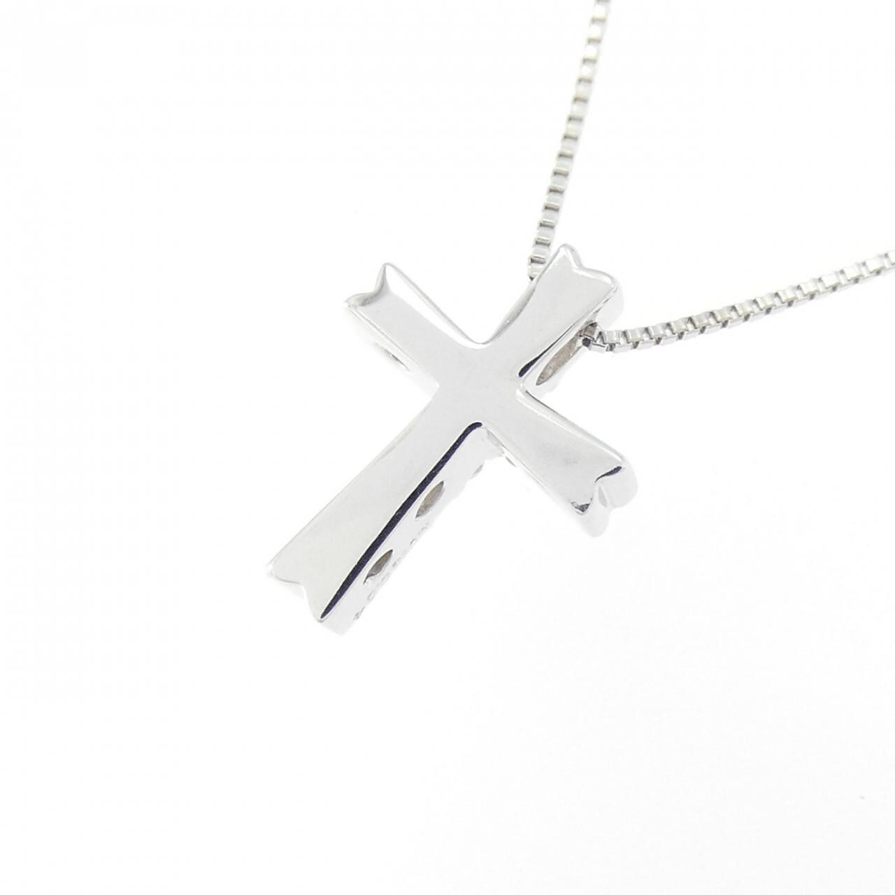 K10WG クロス ダイヤモンド ネックレス 0.04CT