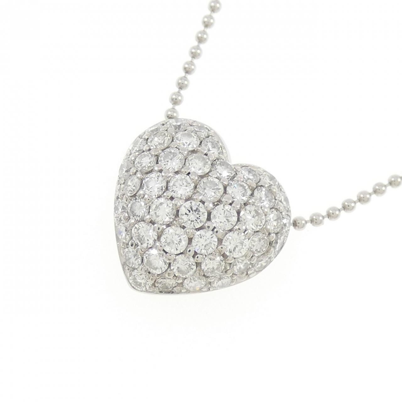PT900/PT850 パヴェ ハート ダイヤモンド ネックレス 0.80CT