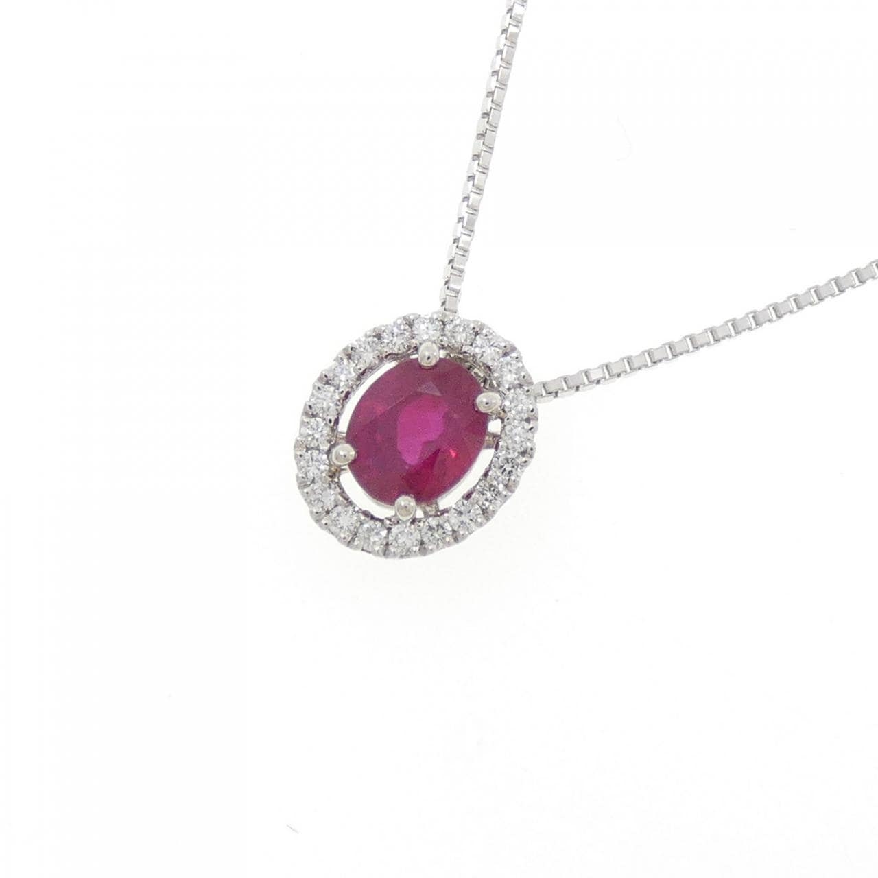 PT900/K18WG ルビー ネックレス 0.65CT