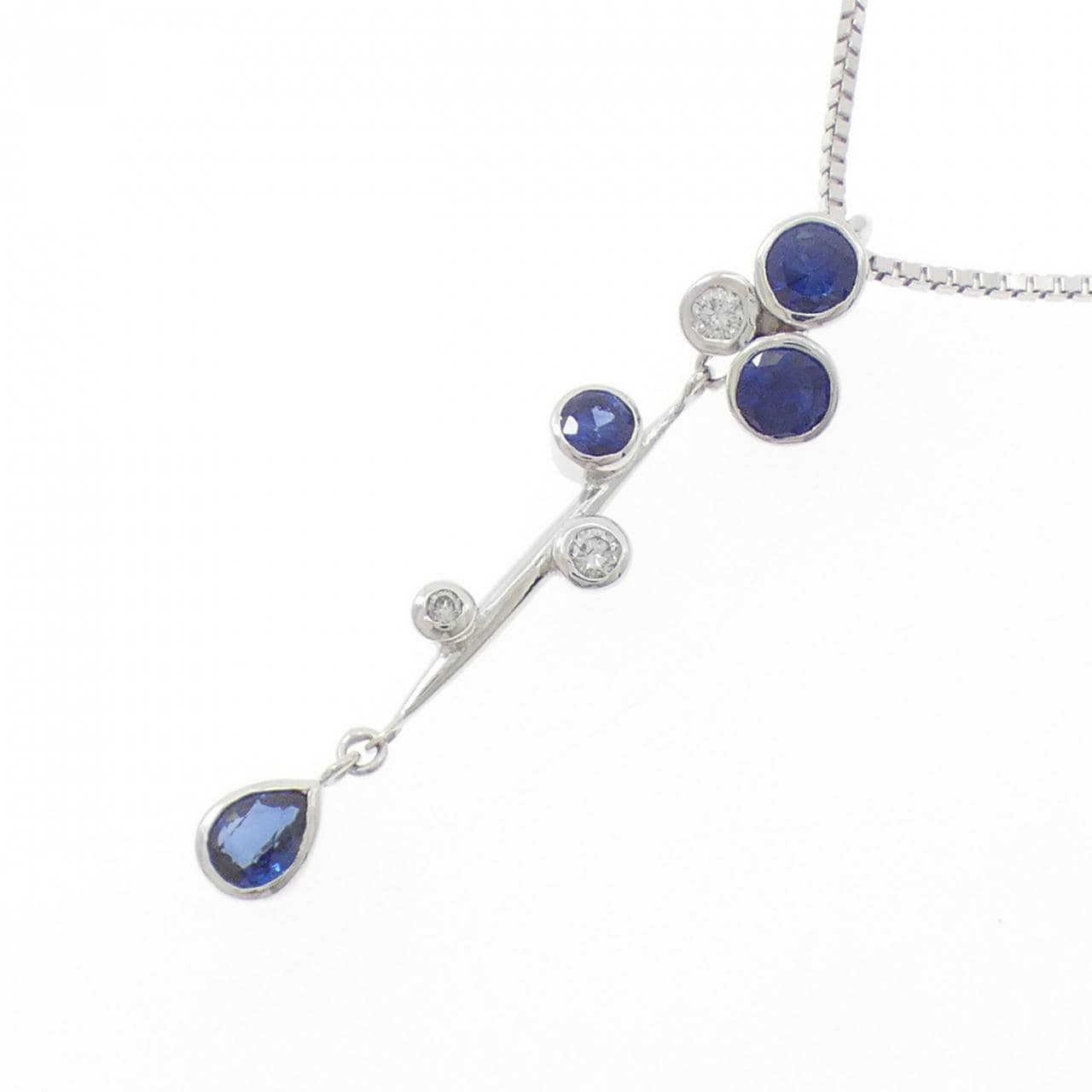 K18WG/750WG Sapphire Necklace 1.025CT