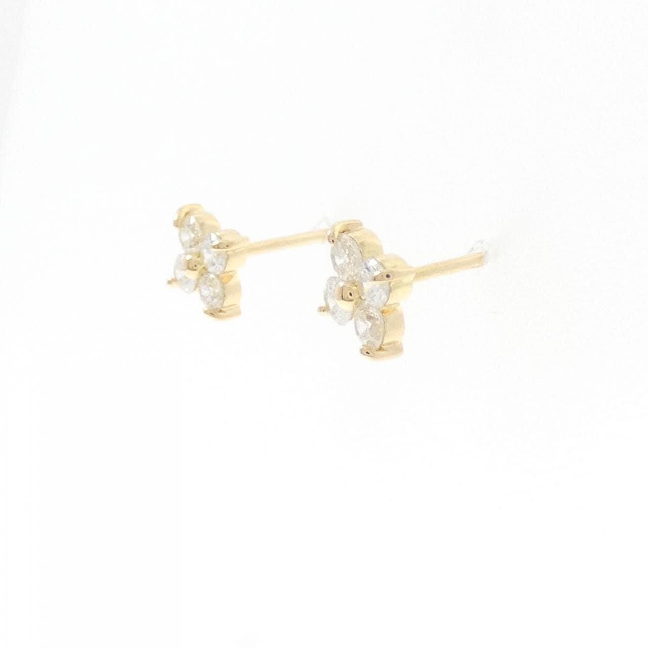 【リメイク】K18YG フラワー ダイヤモンド ピアス 0.30CT