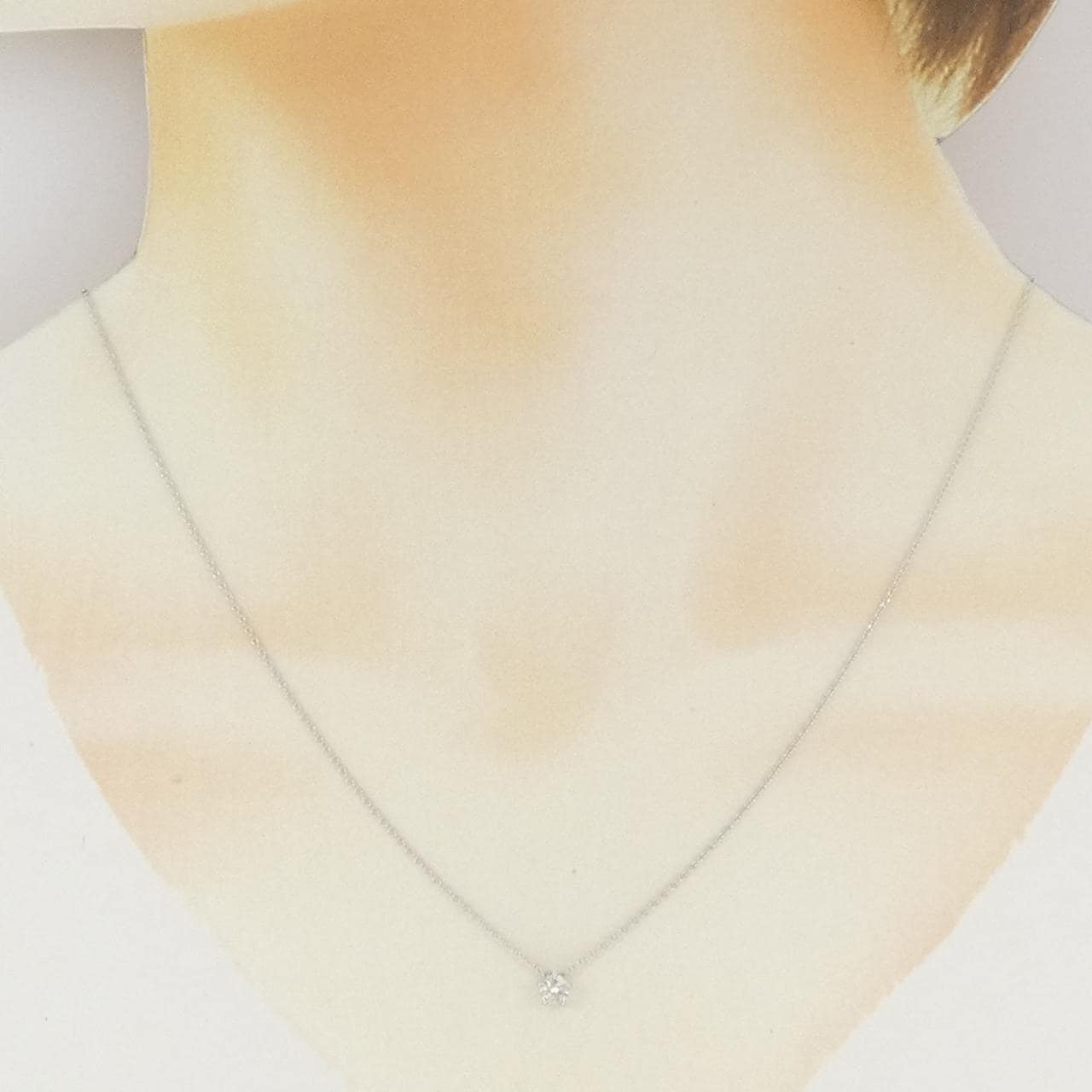 K18WG ソリティア ダイヤモンド ネックレス 0.19CT