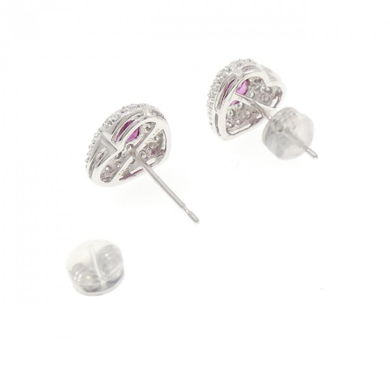 K18WG ハート ルビー ピアス 1.06CT