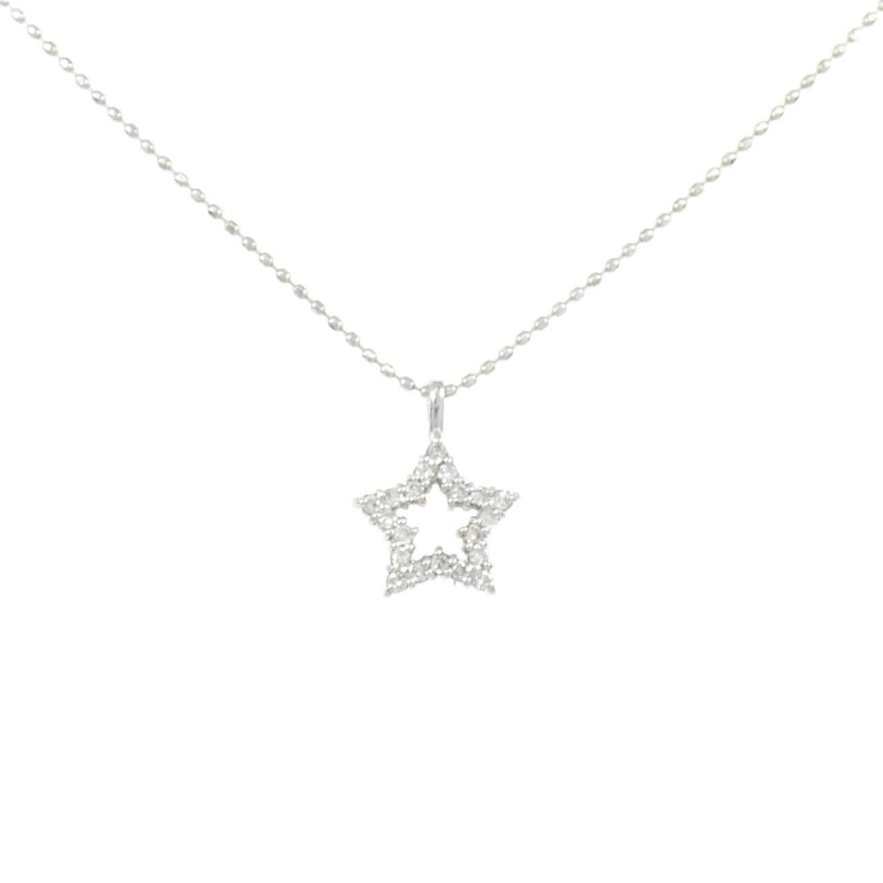 K18WG スター ダイヤモンド ネックレス 0.13CT