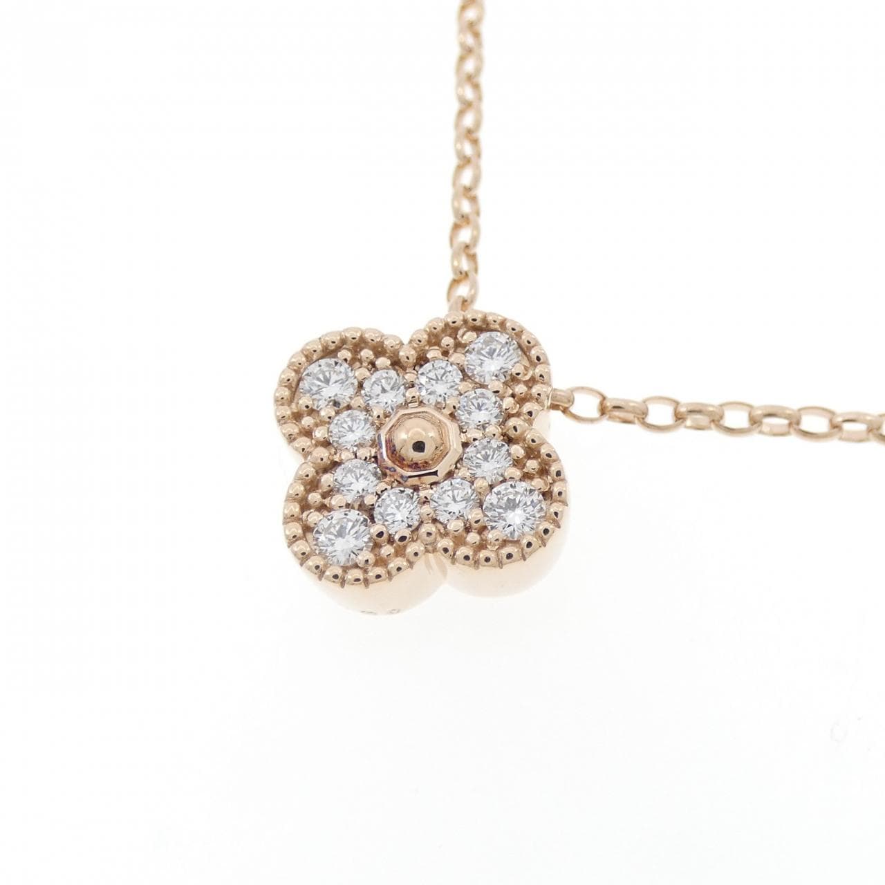 K18PG フラワー ダイヤモンド ネックレス 0.30CT