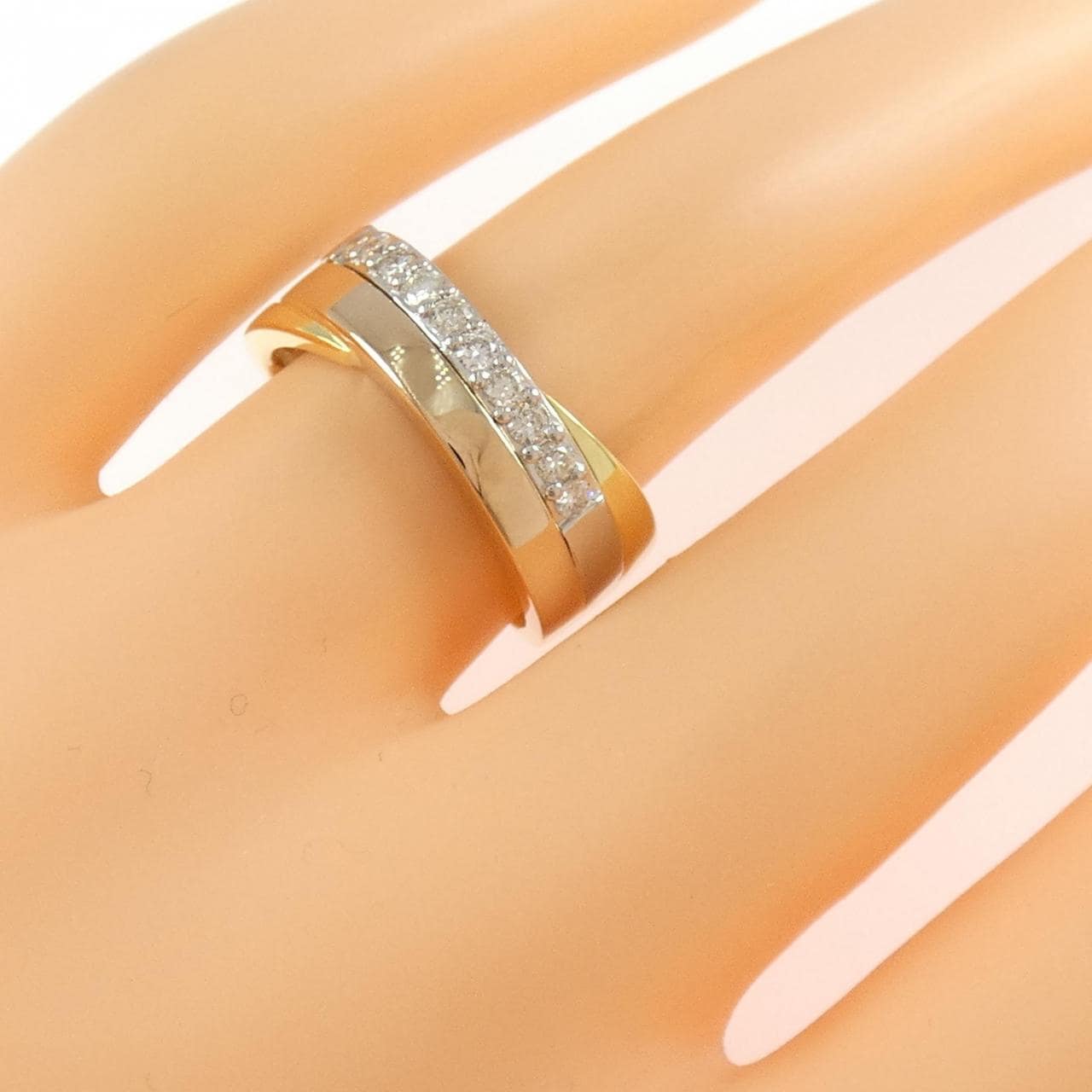 K18YG/PT900/K18PG ダイヤモンド リング 0.25CT