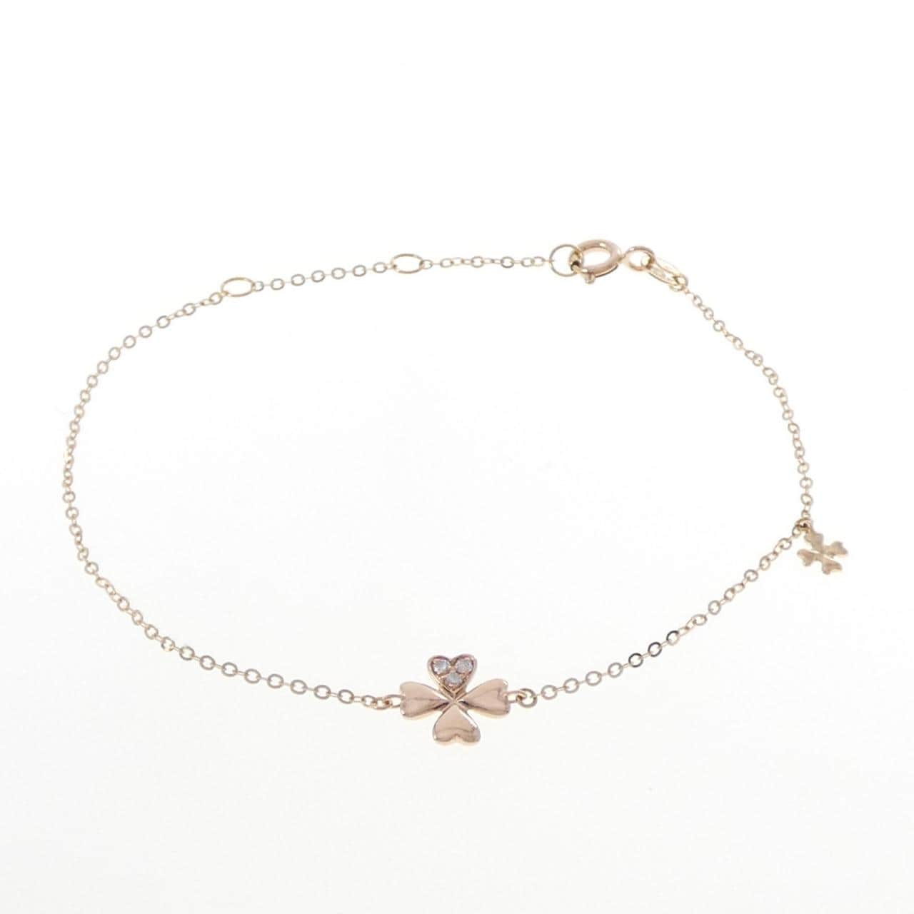 750PG クローバー ダイヤモンド ブレスレット 0.03CT