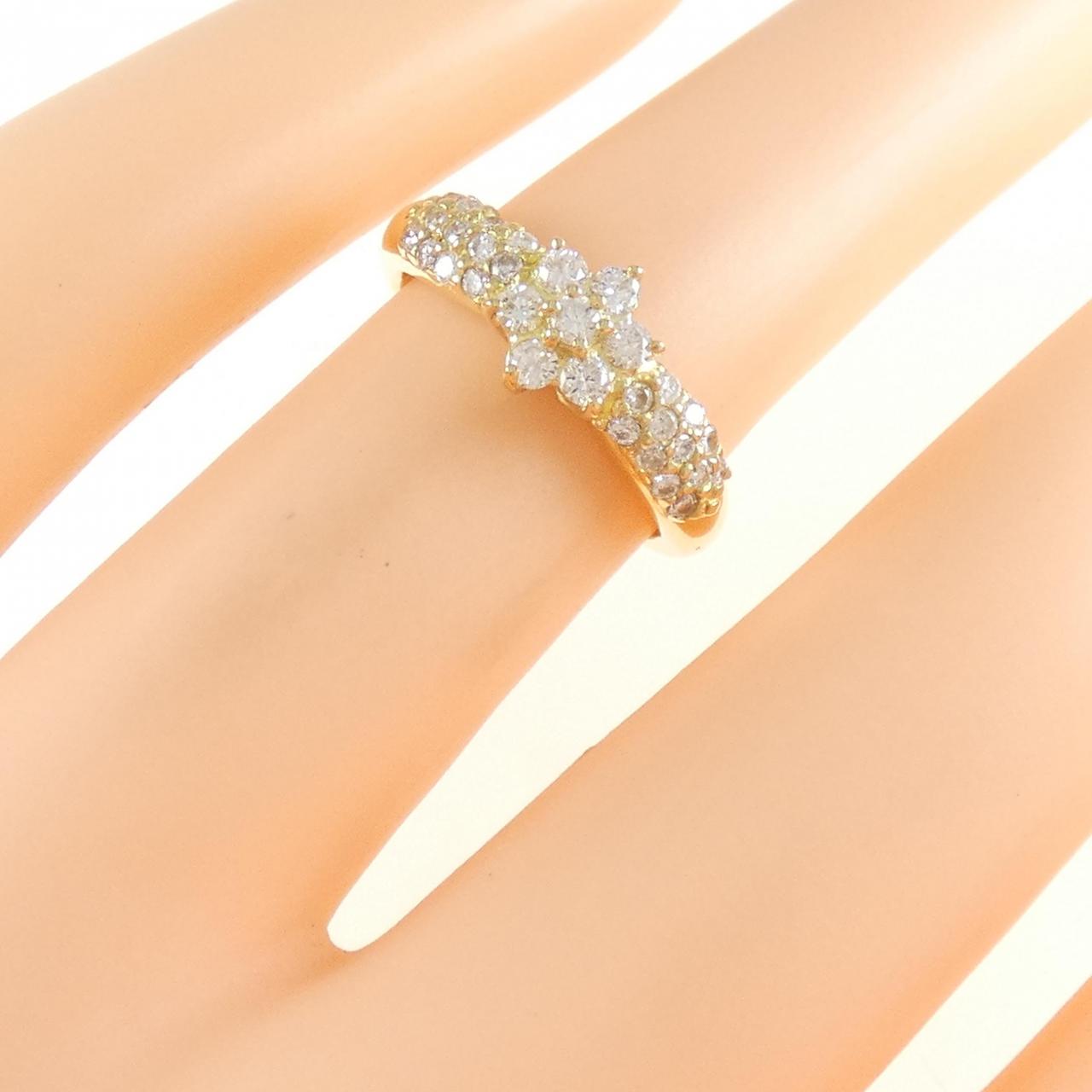 K18YG フラワー ダイヤモンド リング 0.38CT